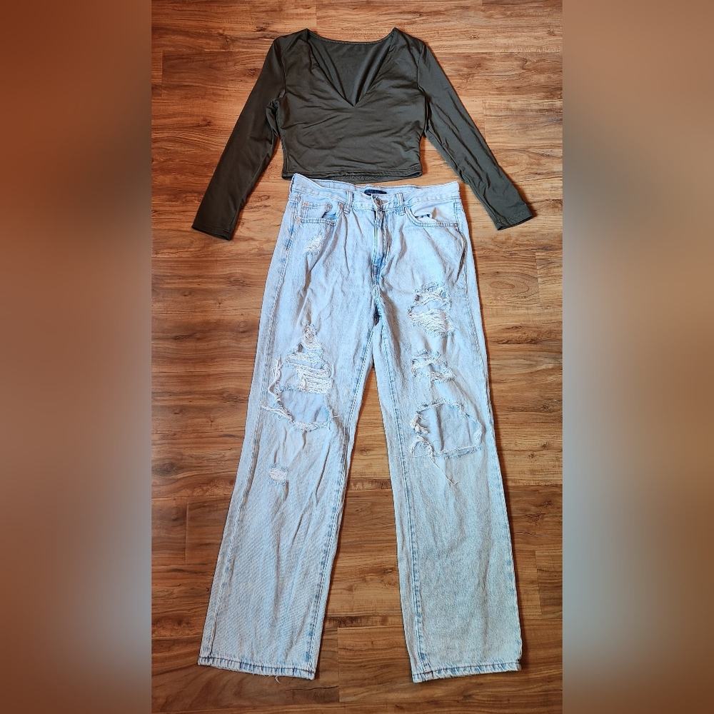 Aeropostale Light Blue Distressed Skater Jeans Women's Size 8